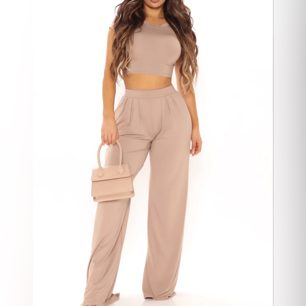 Women’s Fashion Nova Chosen One Pant Set Taupe Size XS Extra Small